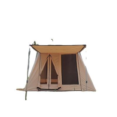 China High Quality Family Canvas Cable Canvas Tent Bow Diagonal Tying Type Outdoor Spring Bar Tent For 4 Person for sale