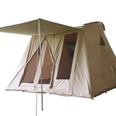 China Diagonal Tying Type Flex Bow Tent Outdoor Cotton Canvas Luxury Glamping Tent for sale