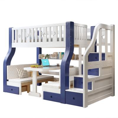 China Multi Functional Wooden Boys Girl Teens Dorm Desk Adjustable (Height) Double Kids Plot Bunk Bed For Sale for sale