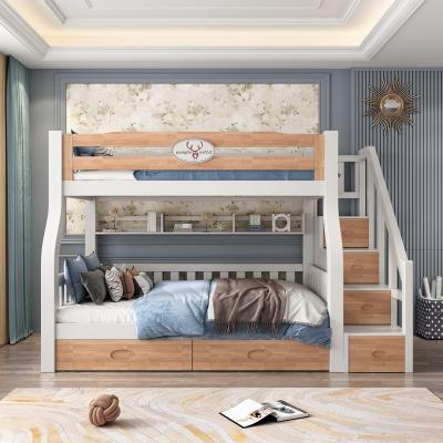 China Cheap Cartoon Bed Kids Bunk Bed Bedroom Furniture Solid Wood Kids Bunk Bed For Staircase Storage Study Table With Slide for sale