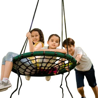 China FRP+steel webbing round swing for kids hanging outside swing set accessory round rope net web swing for sale