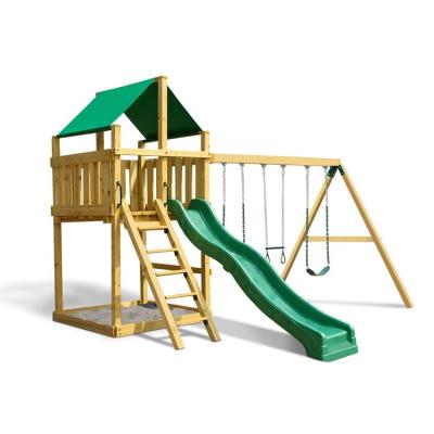 China Cheap PE House Commercial Wooden Playground Kids Swing Playground Outdoor Playground for sale