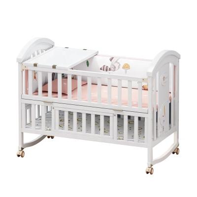 China 2021 Bedroom Safety Modern Solid Wood Crib For Baby Fashion Baby Hutch Fashion Wooden Baby Bedding Set for sale