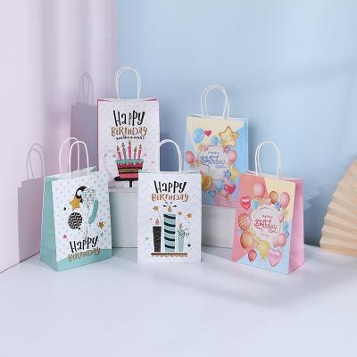 China Unicorn Thank You Happy Birthday Party Recyclable Marble Paper Bag With Twisted Handles for sale