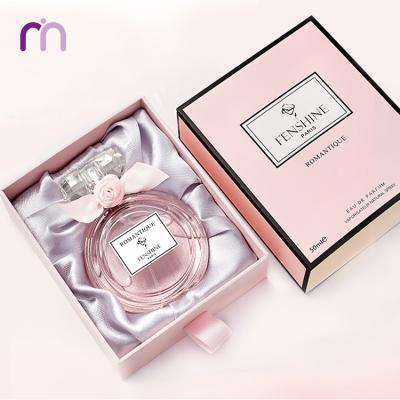 China Recyclable Custom Paper Slide Out Drawer Box Rose Perfume Packaging Box With Silk for sale