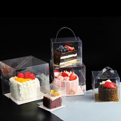 China Small Mini Cake Box With Handle Portable Clear Disposable Disposable for sale