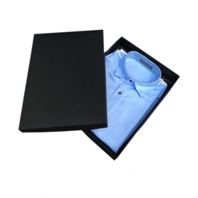 China Recyclable Custom Logo Black Kraft Paper Shirt Clothing Packaging Box for sale