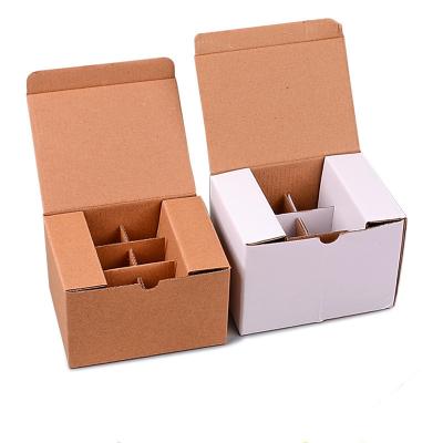 China Recyclable Custom Logo White Corrugated Paper Essential Oil Bottles Shipping Carton Nail Polish Box With Divider for sale