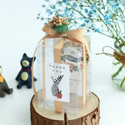 China Recyclable Romantic Flower PVC Transparent Gift Box With Ribbon for sale