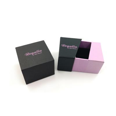 China Recycled Columniform Recyclable High Quality Materials Pof Black With Lilac Kraft Paper Necklace Jewelry Box for sale