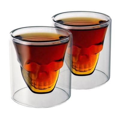 China CnGlass Cold Resistant Beer Glasses Custom Glass Cup for Milk Double Wall Shot Glass for sale