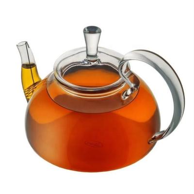 China CnGlass 800ml high quality stovetop safe  mouth blow Double wall Borosilicate  glass flower tea pot for sale