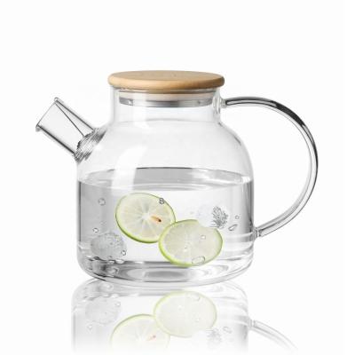 China CnG40.6oz. Heat Resistant Glass Tea Pot Borosilicate Glass Teapot With Airtight Bamboo Lid Loose Leaf Tea Pot With Strainer for sale