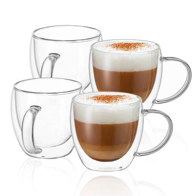 China CnGlass Microwave Safe Glass Drinking Cup Handmade Glass Tea Cup Double Walled Borosilicate Glass Espresso Coffee Cup for sale