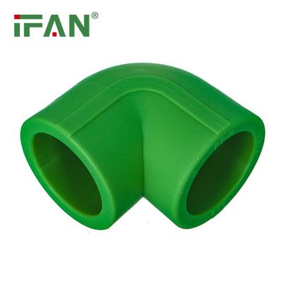 China Water Supplies IFAN Wholesale PPR Pipe Fit Green Colors 90 PPR Elbow Pipe Materials PN25 PPR Fittings for sale