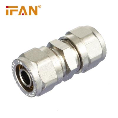 China Pipe Lines Connect IFANPLUS CE Factory Supply PEX Pipe Compression Fitting Brass Equal Socket for sale