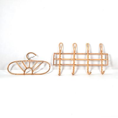 China China Factory Natural Wood Color Wall Mount Wall Mount Hanger Sustainable Rattan Hook Rack Shelf For Clothes for sale