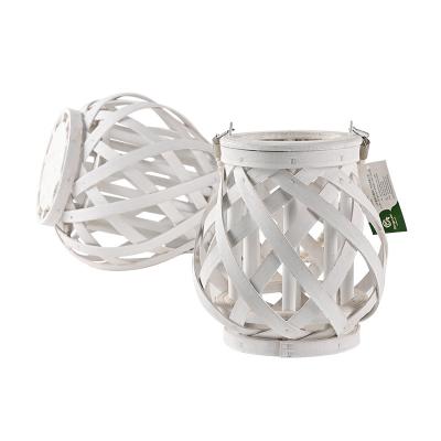 China Home Decoration Garden Decoration Quality Guaranteed White Sconces Woven Modern Wooden Lantern for sale