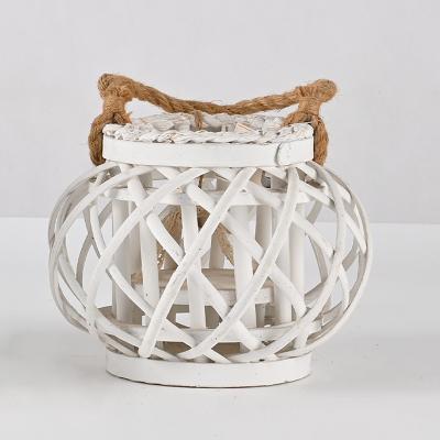 China ECO-frendly bamboo custom color rattan woven home and garden decoration hanging wooden lantern with handle for sale