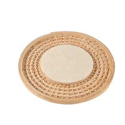 China Contemporary Natural Wood Wall Makeup Mirror Bamboo Color Cosmetic Mirror For Bathroom for sale