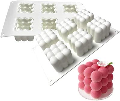 China Disposable Mold for Handmade Soap,Cake,Jelly,Pudding,Dessert,Stereo Design Silicone 6-Cavity Chocolate Cube Magic Cube Mold for sale