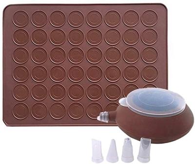 China Disposable Nonstick Silicone Macaron Mold Baking Set, 48 Capacity Macaron Kit with Cake Decorating Macaron Silicone Mat for sale