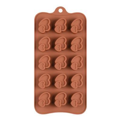 China 15 Cavity Heart Mold Disposable Candy Ice Cube Baking Desert Making Supplies Silicone Chocolate Molds for sale