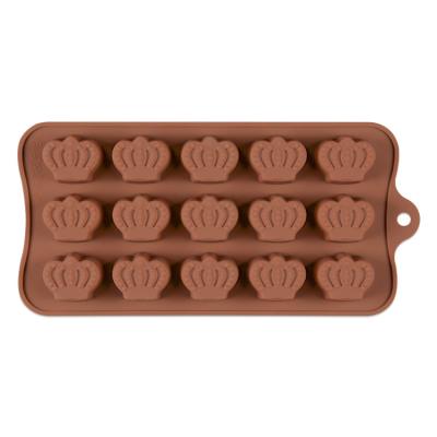 China 15 Cavity Disposable Candy Mold Silicone Baking Chocolate Ice Cube Trays Molds Silicone Crown Cake Mold for sale