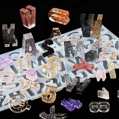 China DIY Number Alphabet Disposable Transparent Silicone Mold For Making Resin Key Chain Casting Mold for sale