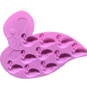 China Disposable 10 Cavity Flamingo Silicone Ice Cube Mold Maker for sale