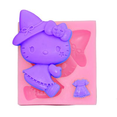 China Disposable Cat Cake Mold Silicone Fondant Soap Mold Jelly Candy Chocolate Decor Baking 3D Cartoon for sale