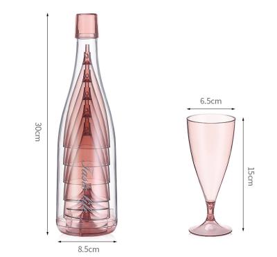 China Wholesale Portable Cheap Green Pink Light Blue Tumbler Bottles Set Custom Big Colorful Logo Vintage Plastic Wine Glasses For Party for sale