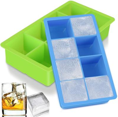 China Amazon Sustainable Hot Sale BPA Free Reusable Freezer Molds Big Ice Maker Hold Silicone Cube Tray For Cold Drinking for sale