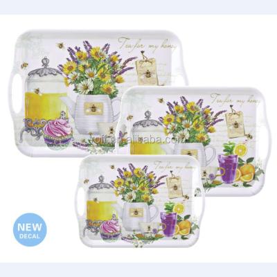 China 2017 New Design Printed Serving Trays Sustainable Handled Plastic Trays White Square Trays With Different Size for sale