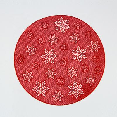 China Viable New Design Popular Party Christmas Dining Table Decoration Round Heat Plastic PVC Place Mat With Factory Price for sale