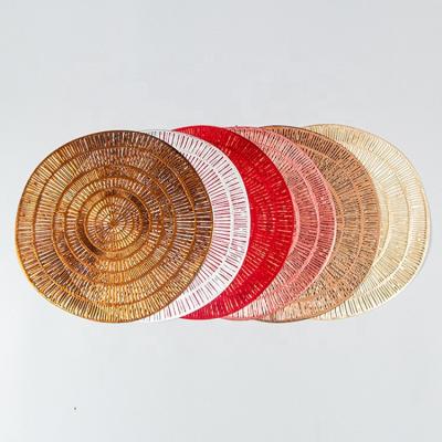 China Viable Round PVC Straw Weaving Table Placemats Waterproof Kitchen Tableware Environmental Protection Dinner Plastic Table Mat for sale