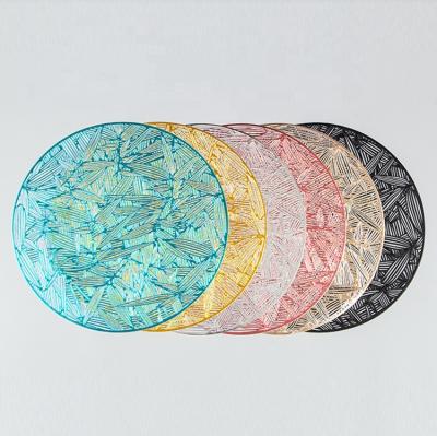 China Amazon Fashion Table Mats Sets Chinese Traditional Sustainable Hot Selling Popular Plastic Decoration Round Plastic Place Mats for sale