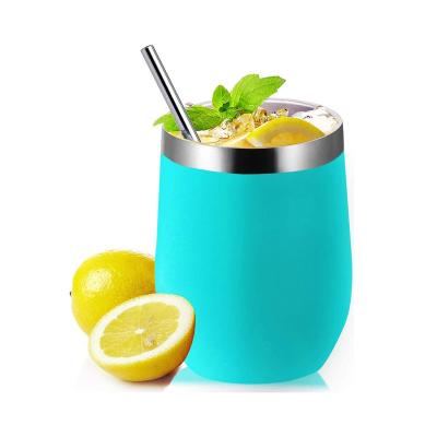 China New Style 8/18 Wine Cup Gifts Viable Custom Stemless Stainless Steel 8oz 12oz Double Wall 8/18 Wine Tumbler With Lid And Straw for sale