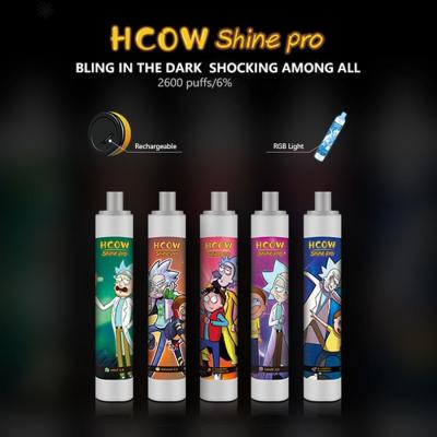 China HCOW shine pro Disposable Cigarette Vape Pen 2600 Puffs With 1100mAh Battery Pre-filled Starter Kit Vapors for sale