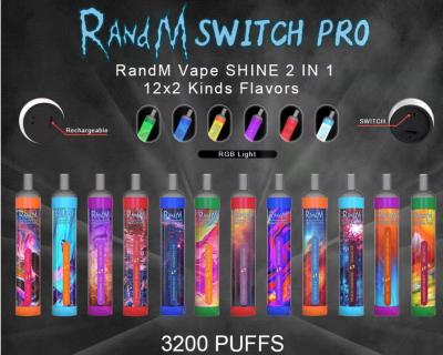 China RandM Switch Pro LED Light 2in1 3200 Puffs E cigarettes Disposable Vape Pen Device Kit for sale