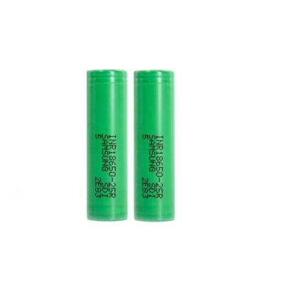 China Genuine 25R 20A Discharge 2500Mah Flat Top 3.7V 18650 Li Ion E Cigarette Battery For Samsung for sale