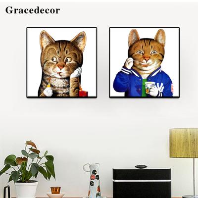 China Wholesale Cartoon Art Cute Cat Painting Picture From China Environment Friendly Factory for sale