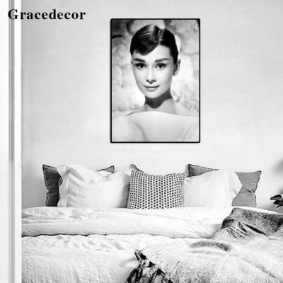 China Grace Crystal Famous Women Black White environmentally friendly Audrey Hepburn Painting for sale