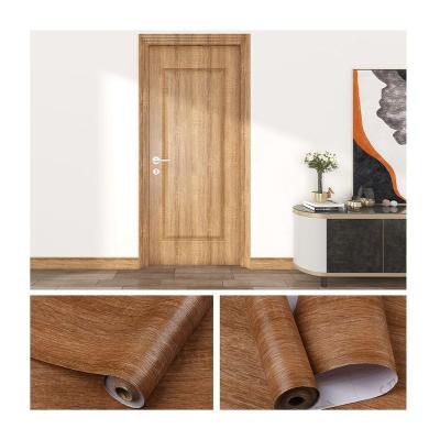 China Waterproof wood stickers waterproof embossed wallpaper home door aluminum furniture decoration wooden wallpaper for sale