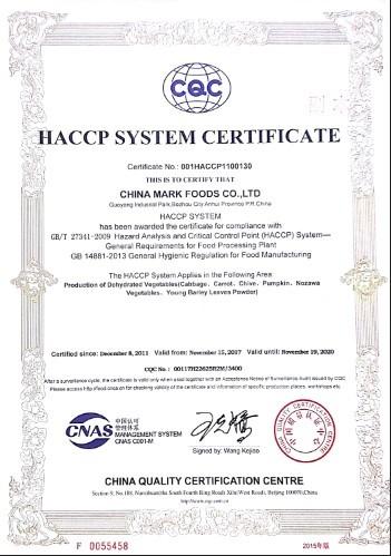 HACCP - CHINA MARK FOODS TRADING CO.,LTD.