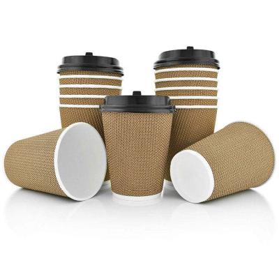 China Custom Disposable 8oz 12oz 16oz Coffee Double Wall Corrugated Paper Cup for sale