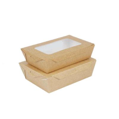 China Custom Wholesale Disposable Recycled Materials Kraft Paper Window Packaging Takeout Box for sale