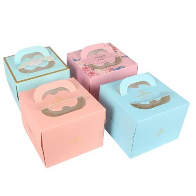 China Wedding Cake Paper Box Birthday Paper Food Packaging Disposable Custom Cake Box With Handle for sale