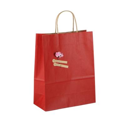 China Disposable Custom Disposable Kraft Paper Square Bottom Paper Bags With Handles for sale