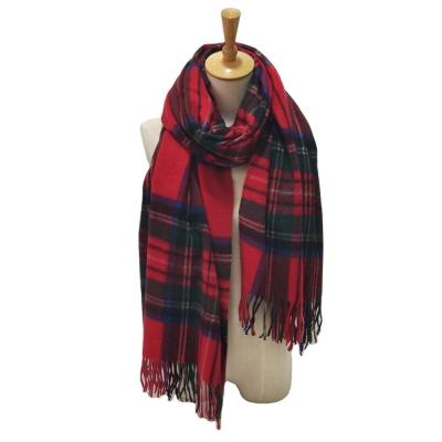 China Long Size Checked Lattice Red Cashmere Classic Shawls for sale